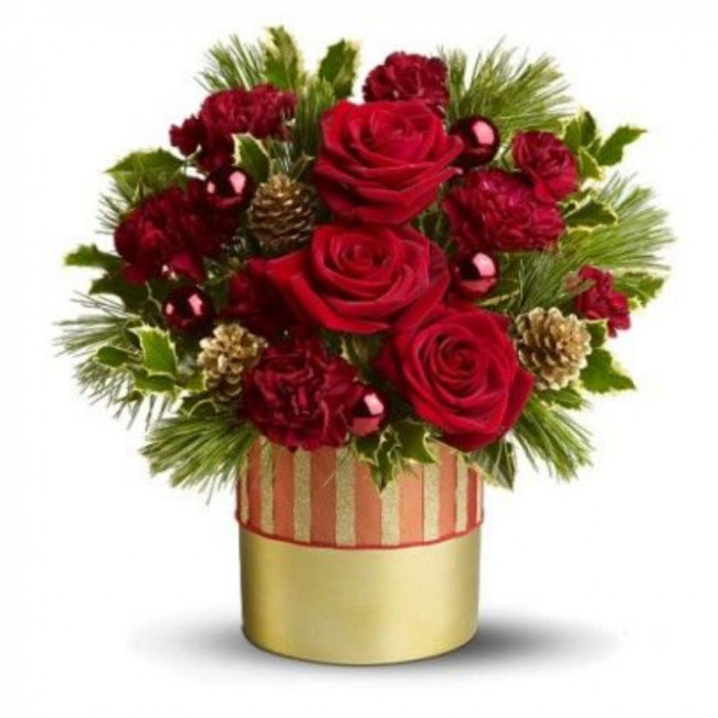 Букет цветов "Новогодняя композиция Хрустальная"